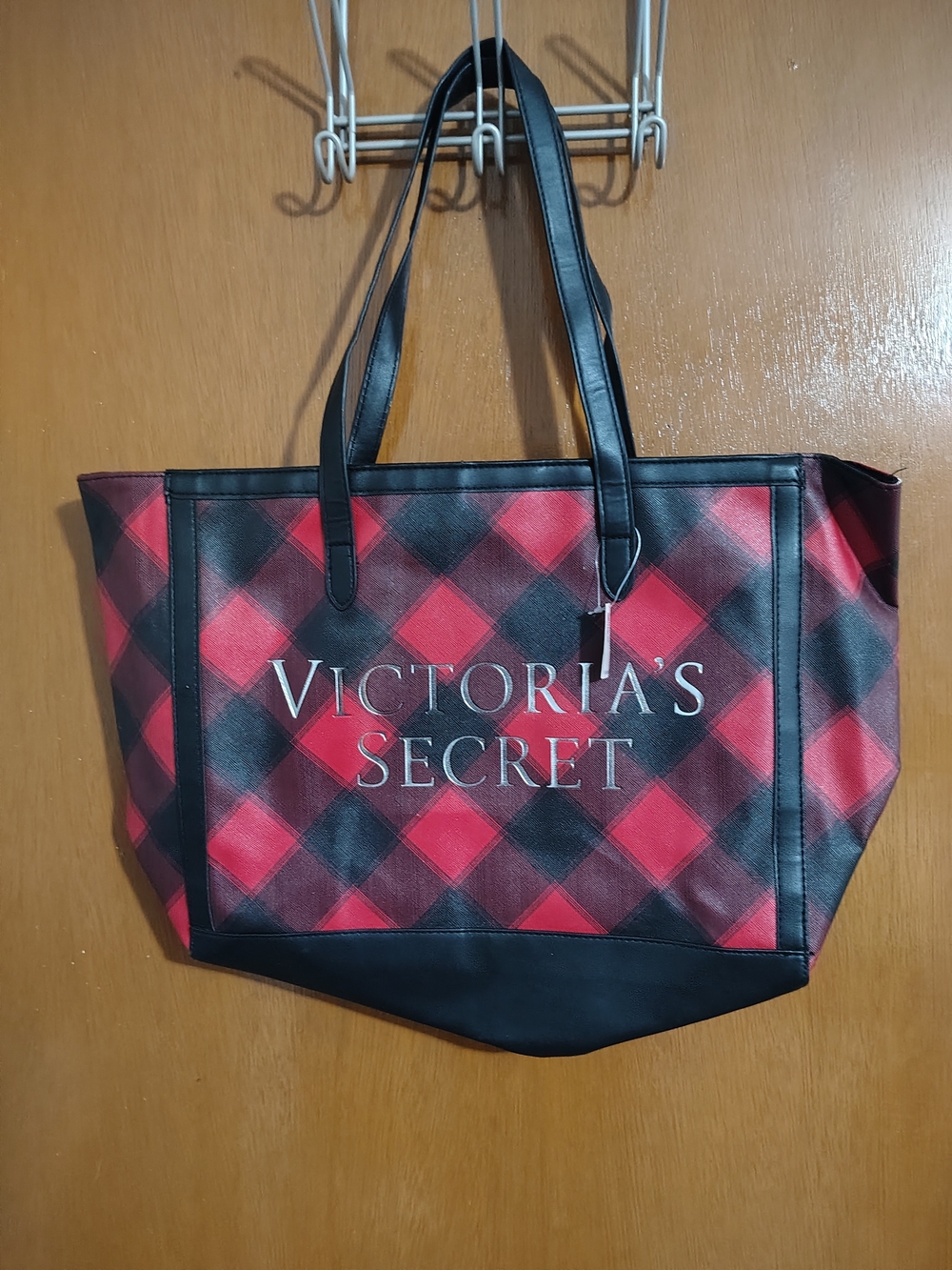 Victoria's Secret Red & Black Plaid Tote Bag